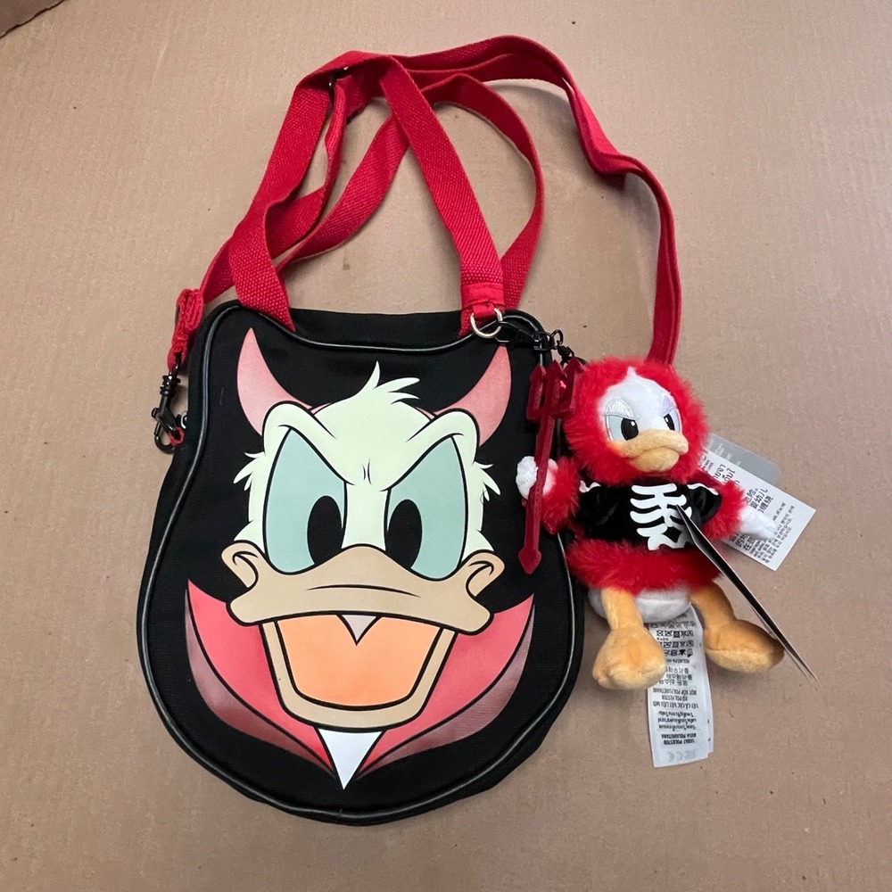 Disney Parks Halloween 2026 Devil Donald Duck Mini Tote Bag & Plush Charm Set